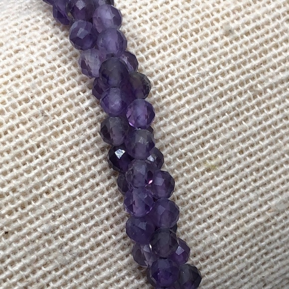 Amethyst bead woven bracelet sterling silver 925 clasp fine jewelry gemstone - Picture 3 of 5